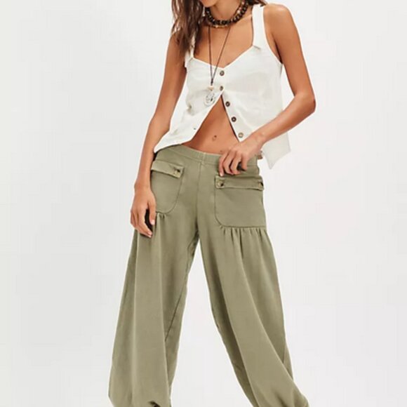 Free People FP One Arden Knit Pants Trousers Pockets Pull On M - Picture 3 of 3